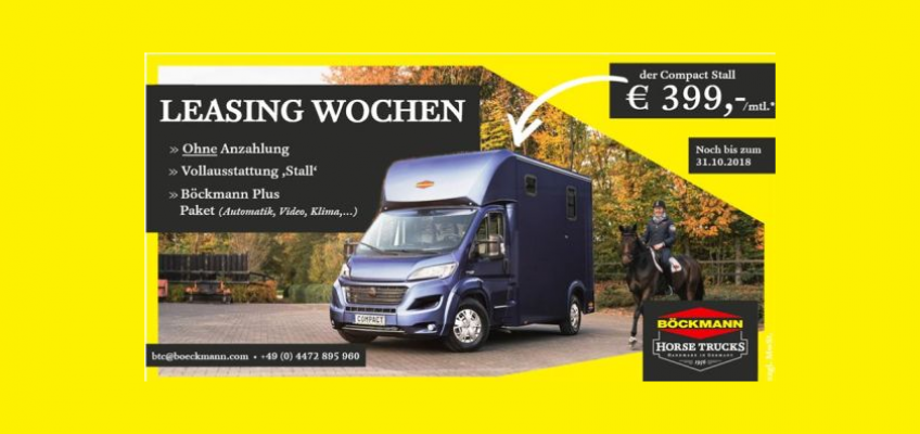 Truck Leasing Wochen bei Böckmann – €399,- zzgl. MwSt für einen vollausgestatteten Transporter