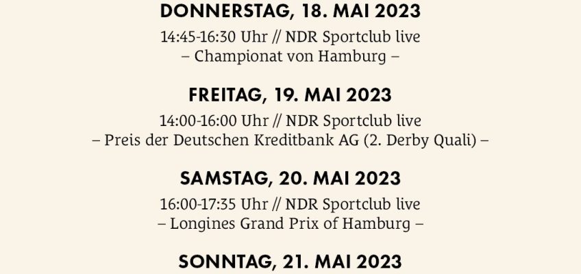 Countdown für das Deutsche Spring- und Dressur Derby in Hamburg läuft: Alle Infos zu Teilnehmerlisten und TV Zeiten