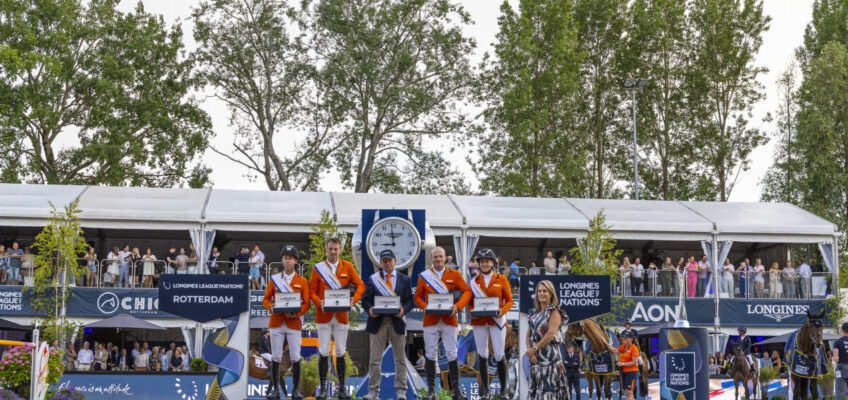 Richard Vogel, Rene Dittmer, Mario Stevens und Michael Jung wollen Deutschland beim Nationenpreis in Rotterdam an der Spitze der League of Nations halten